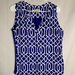 Women's hanna & gracie Size L - Blue & White Sleeveless Blouse Top